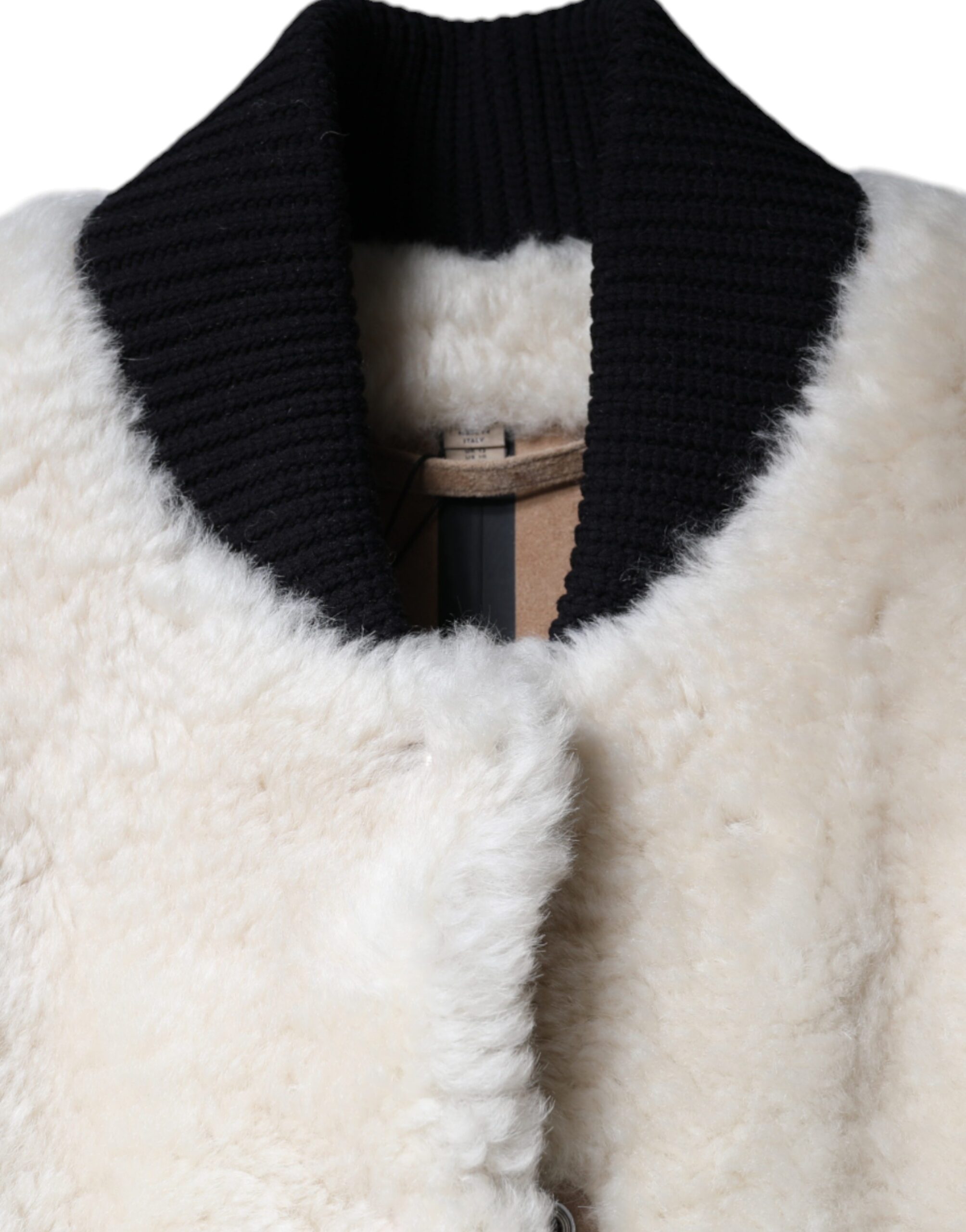 Burberry White WARRENFORD Shearling Leather Vest Coat Jacket - Image 8