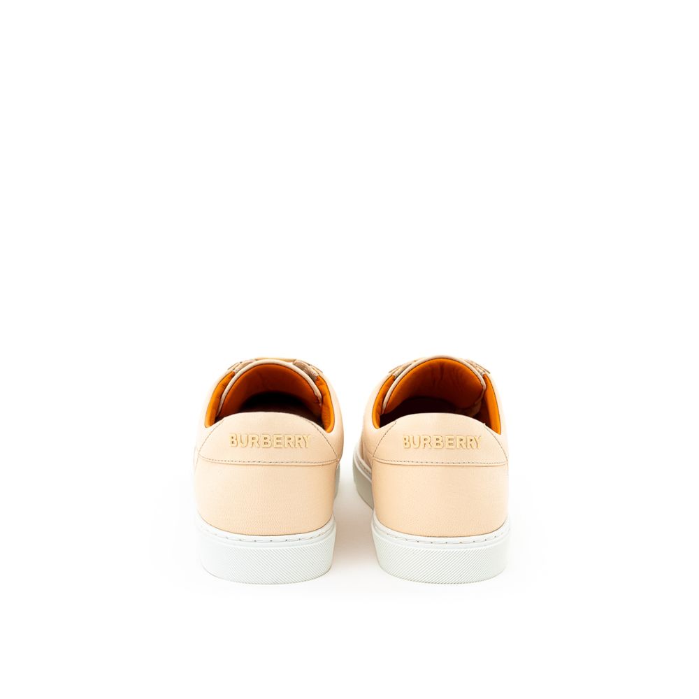 Burberry Pink Leather Low Top Sneakers - Image 3