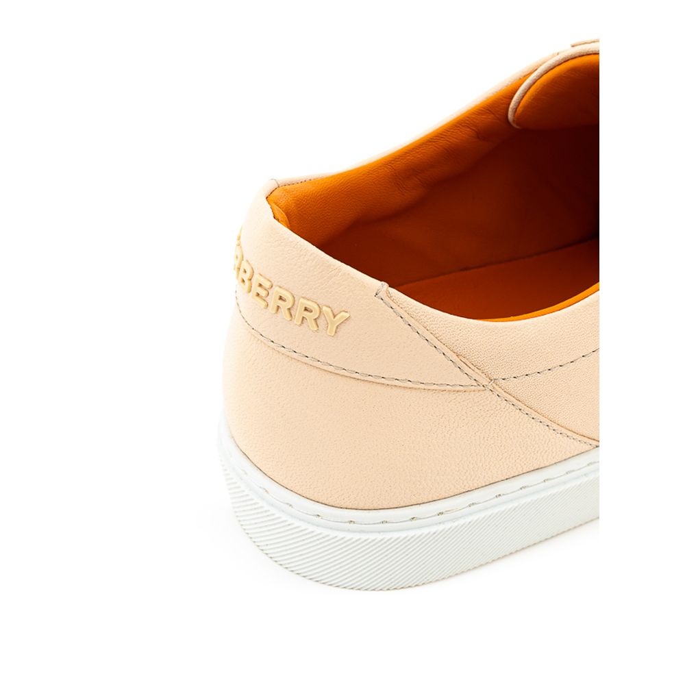 Burberry Pink Leather Low Top Sneakers - Image 5