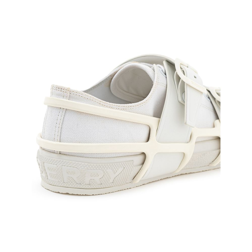 Burberry White Cotton Athletic Sneakers - Image 4
