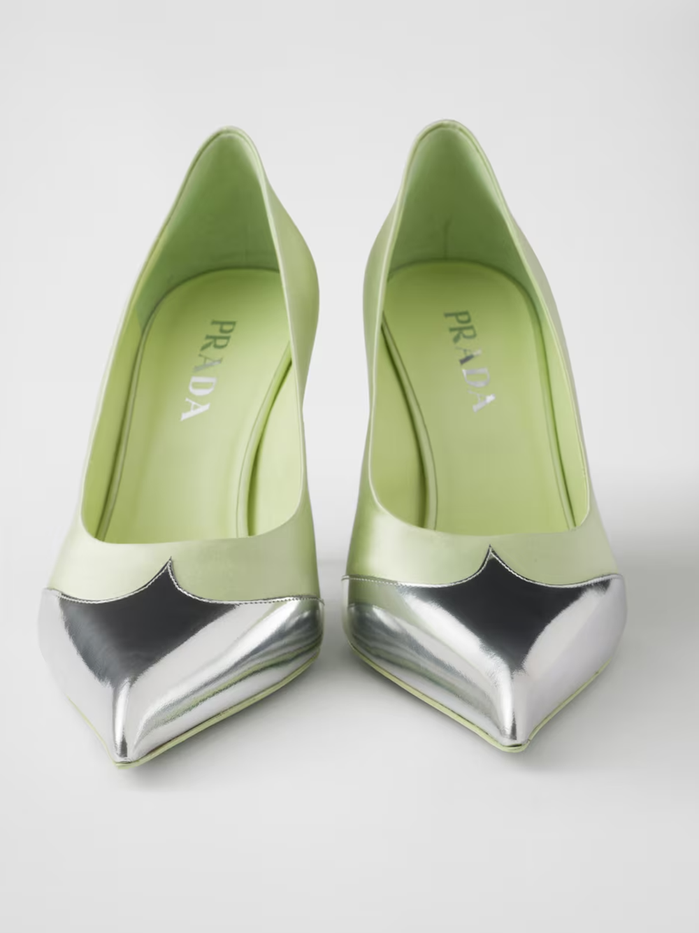 Prada Satin And Metallic Leather Pumps - Image 6