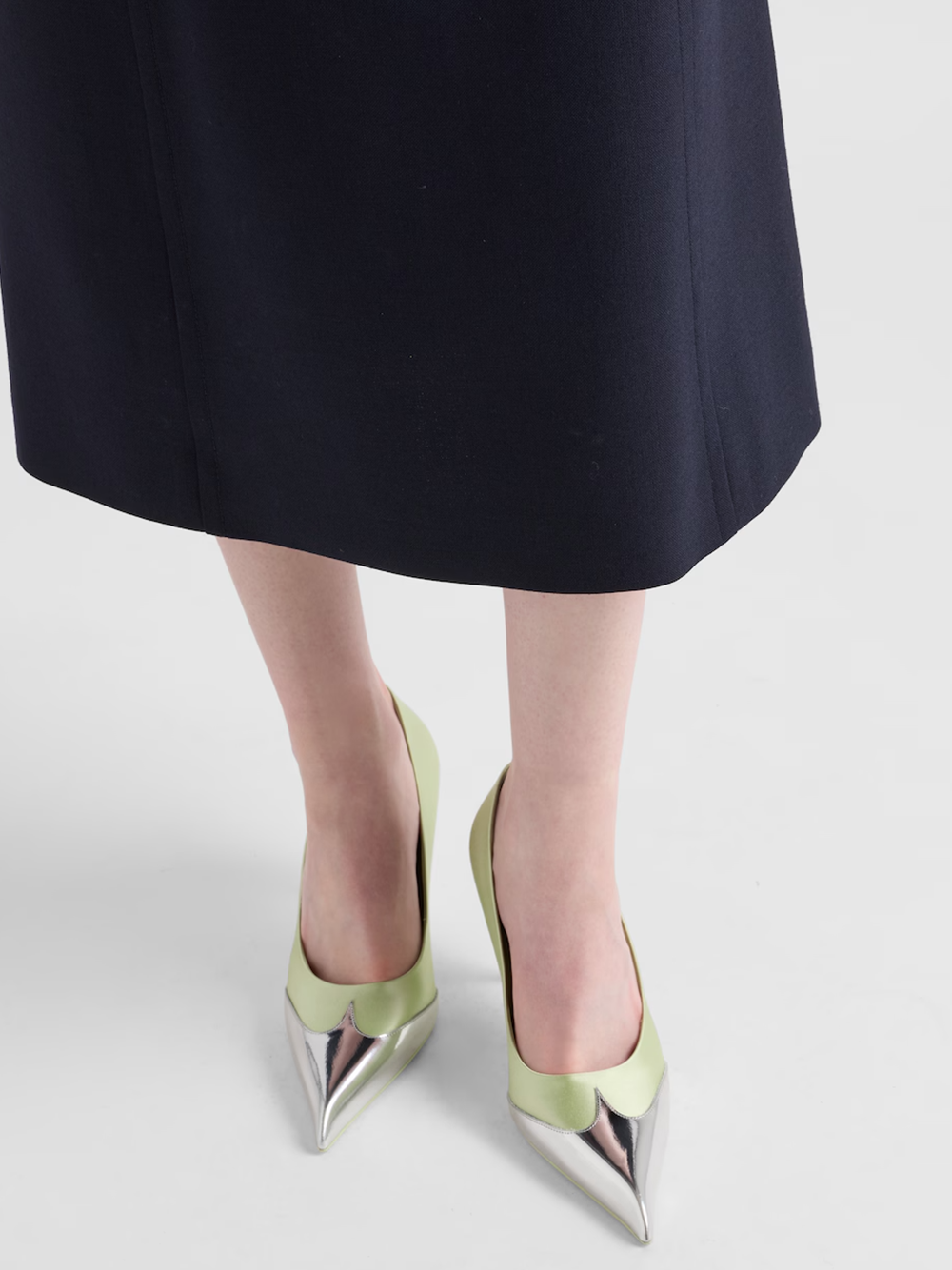 Prada Satin And Metallic Leather Pumps - Image 3