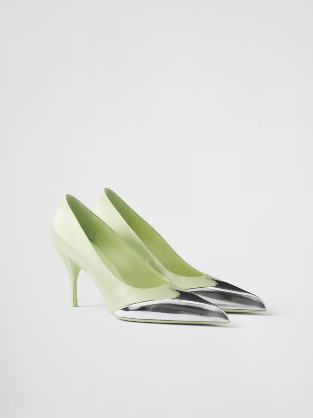 Prada Satin And Metallic Leather Pumps - Image 2