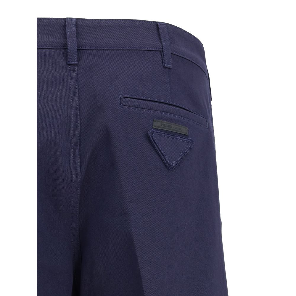 Prada Blue Cotton Chino Pants - Image 3