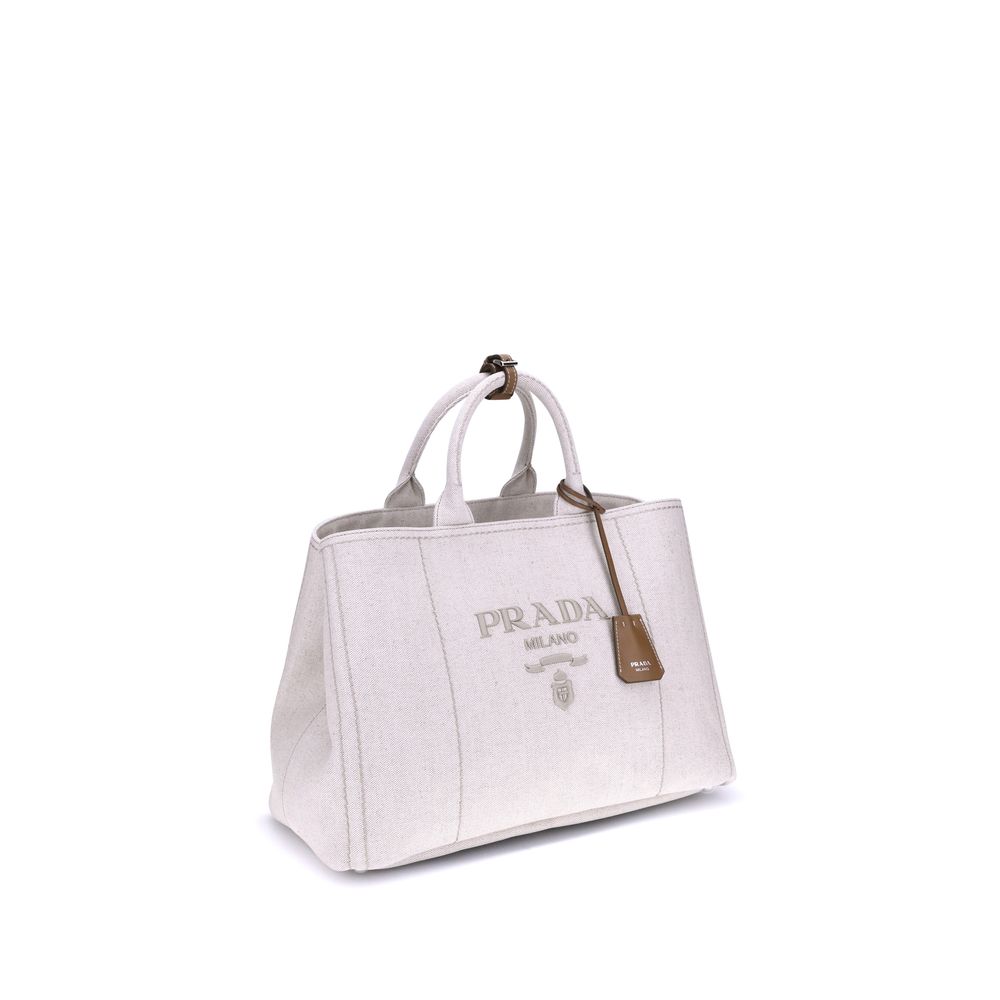 Prada Cream Cotton Shoulder Bag - Image 2