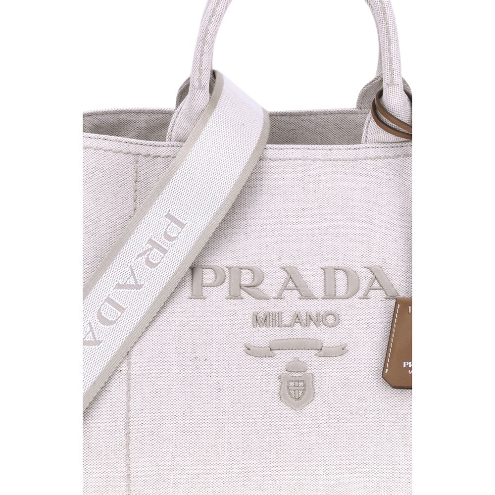 Prada Cream Cotton Shoulder Bag - Image 4
