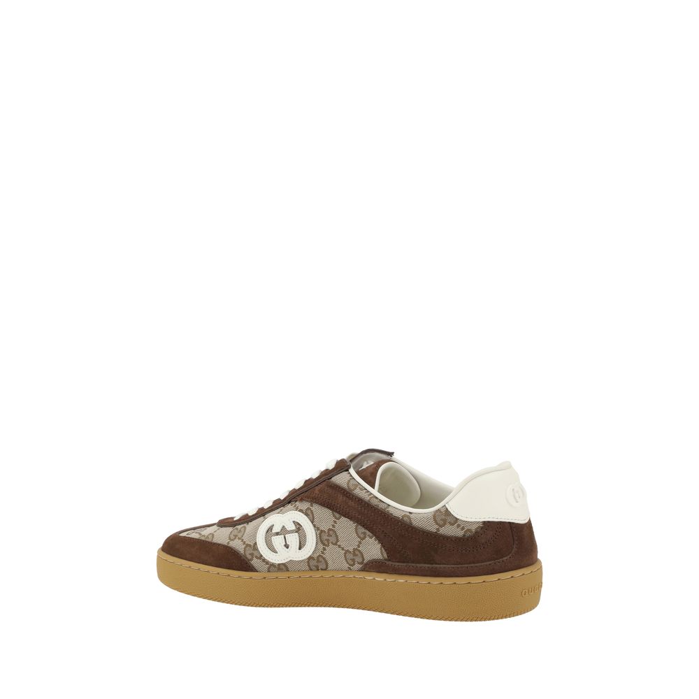Gucci Brown Calf Leather Bos Taurus Low Top Sneakers - Image 3