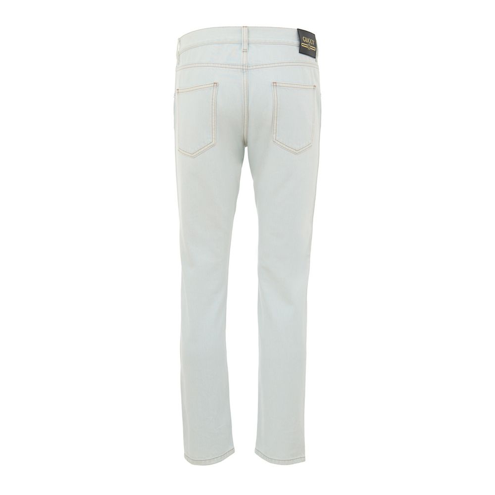 Gucci Blue Cotton Relaxed Fit Jeans - Image 2