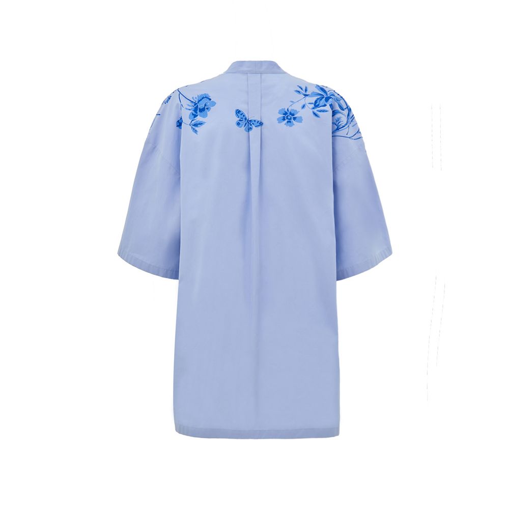Gucci Blue Cotton Pattern Shirt - Image 2