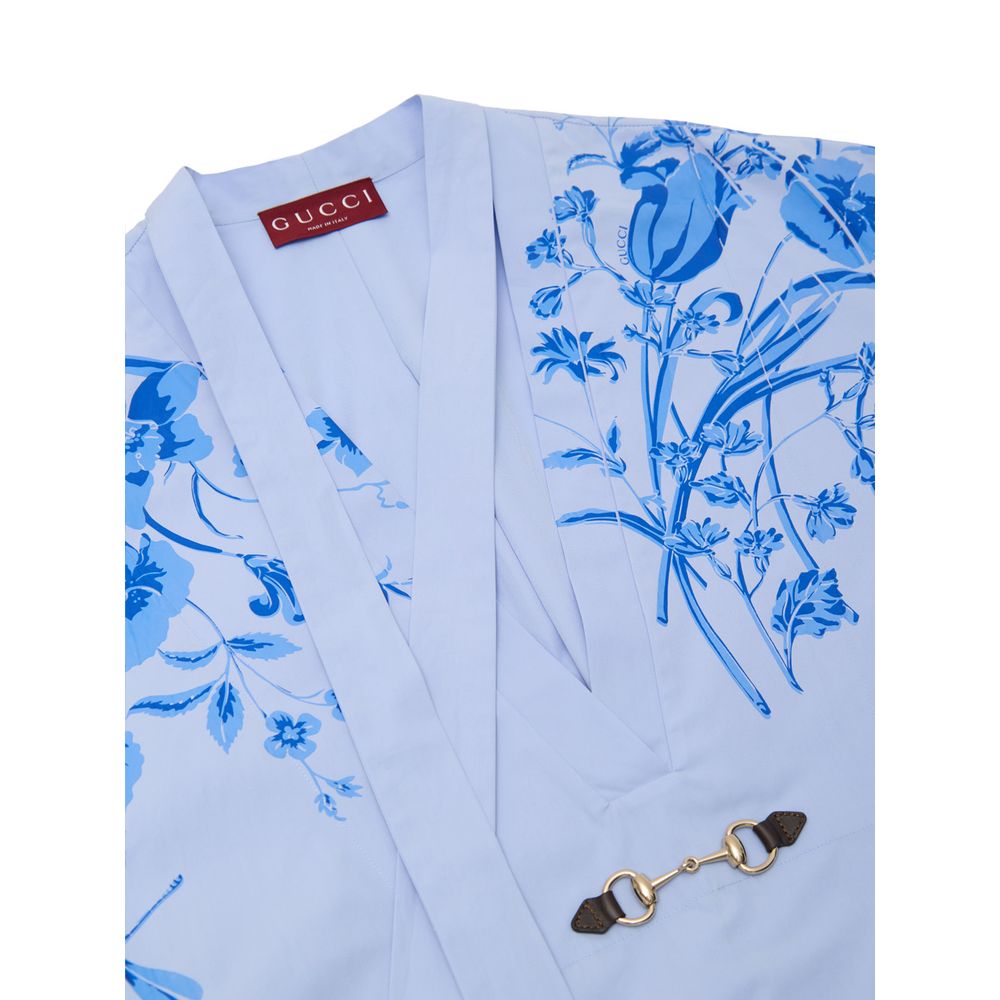 Gucci Blue Cotton Pattern Shirt - Image 3