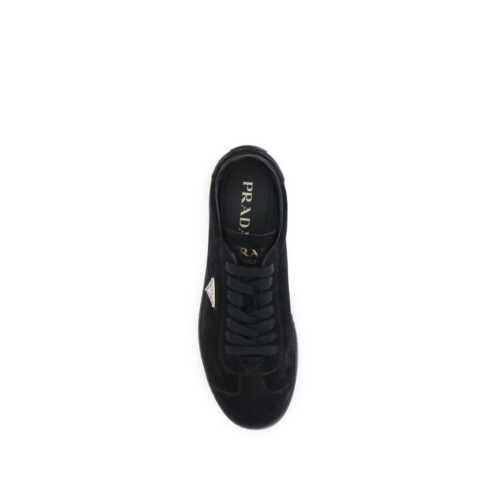 Prada Black Calf Leather Bos Taurus Low Top Sneakers - Image 4