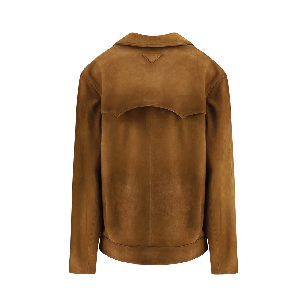 Prada Brown Leather Jacket - Image 2