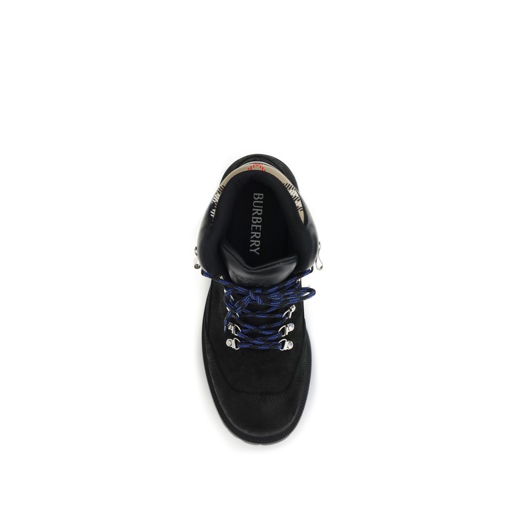 Burberry Black Calf Leather Bos Taurus Lace-Up Boots - Image 4