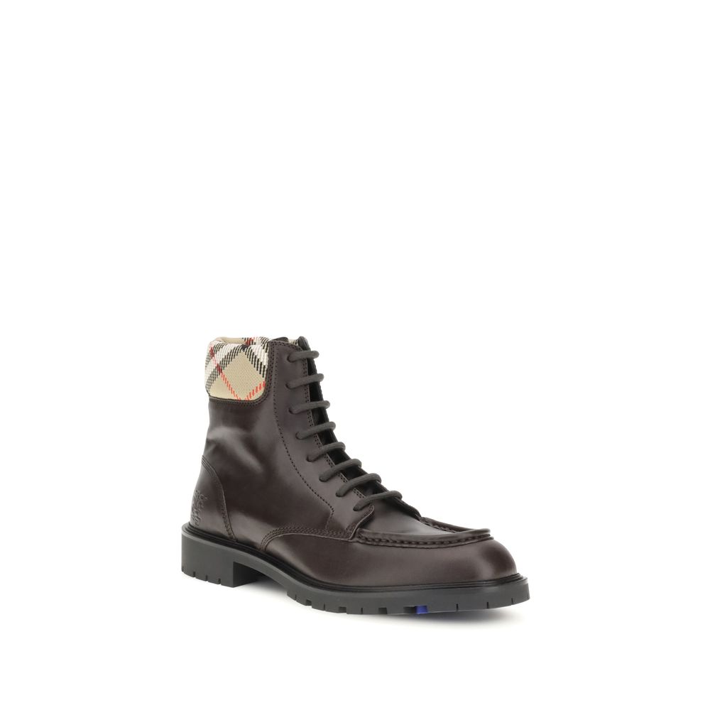 Burberry Brown Calf Leather Bos Taurus Lace-Up Boots - Image 2