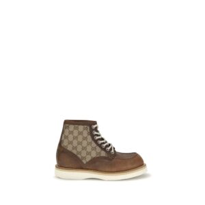 Gucci Brown Leather Lace-Up Boots
