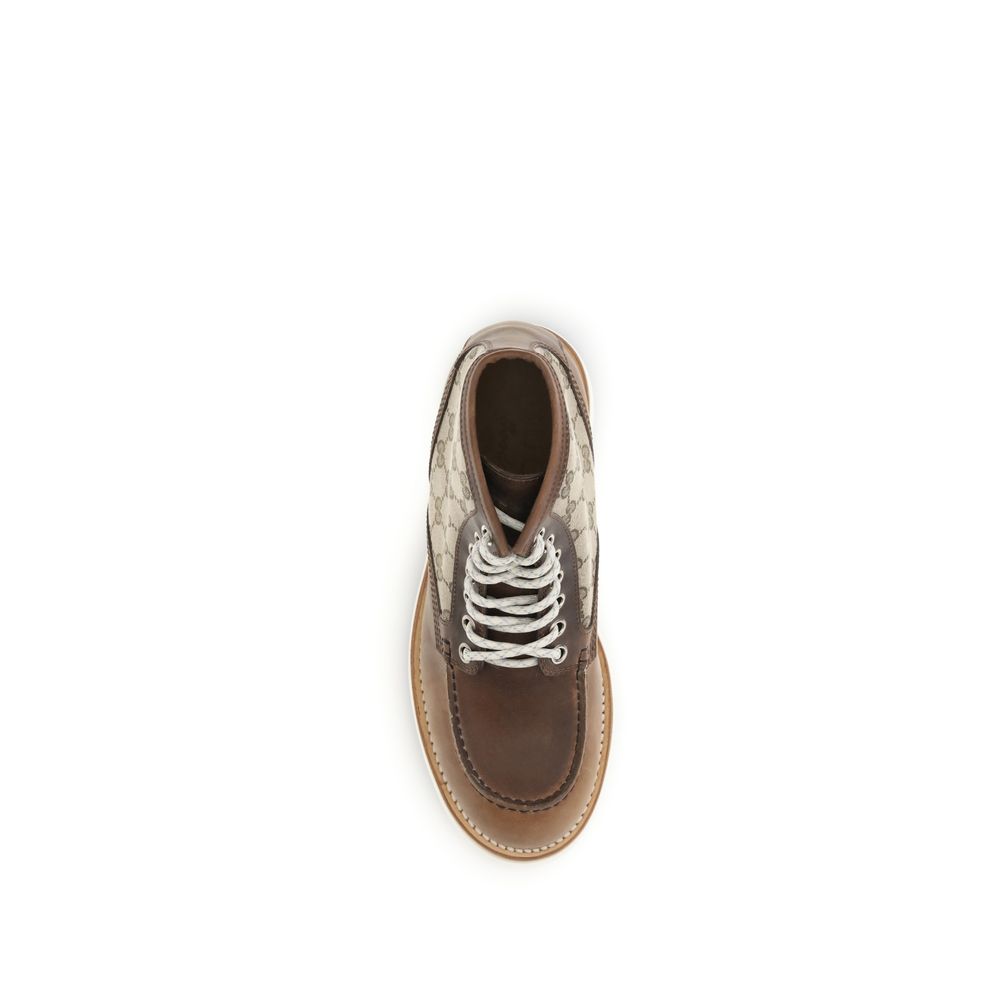 Gucci Brown Leather Lace-Up Boots - Image 4