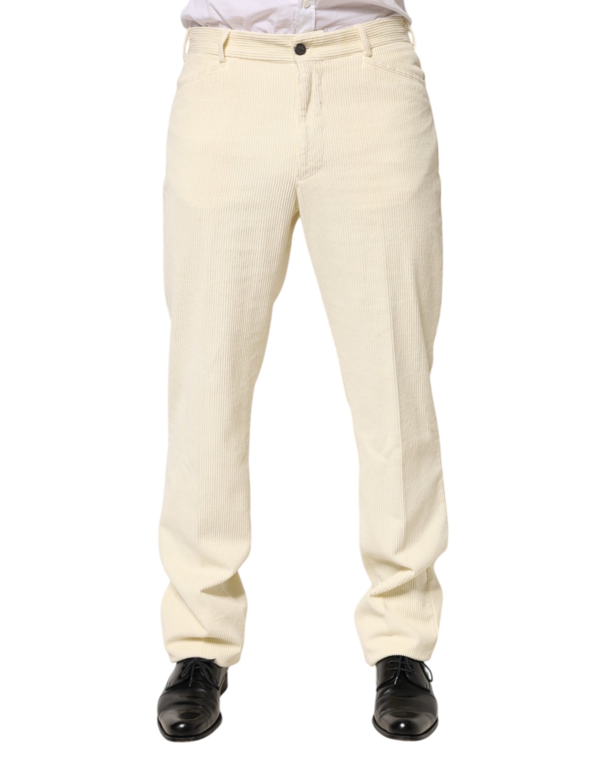 Burberry Beige Corduroy Cotton Straight Men Trouser Pants - Image 2