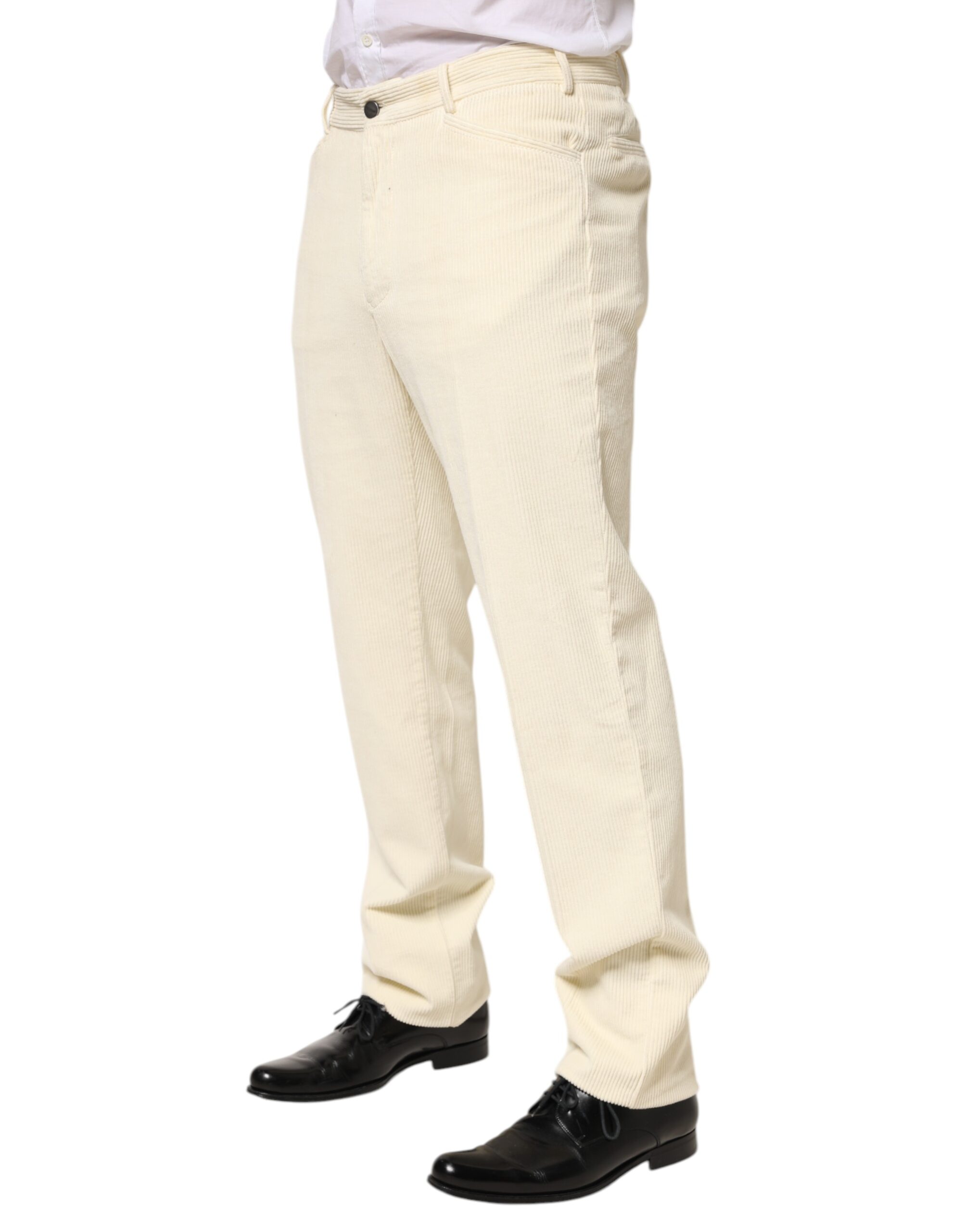 Burberry Beige Corduroy Cotton Straight Men Trouser Pants - Image 3