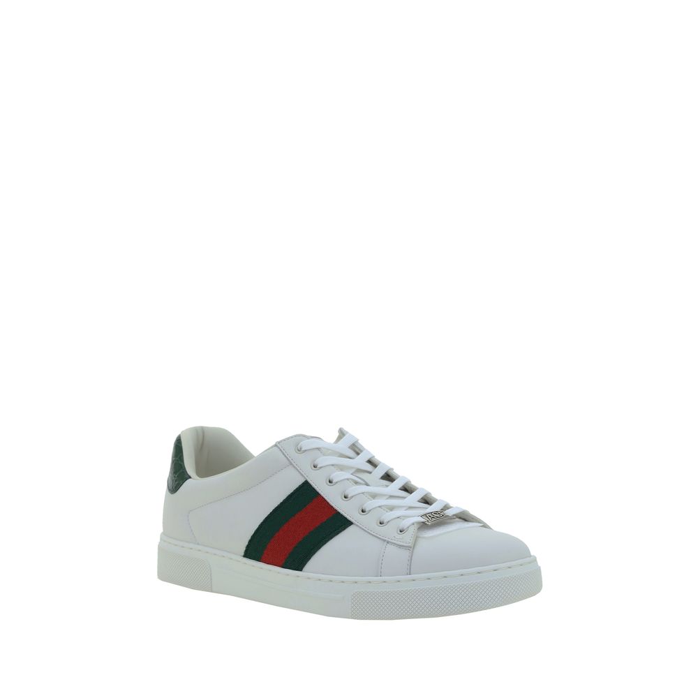 Gucci White Calf Leather Bos Taurus Low Top Sneakers - Image 2