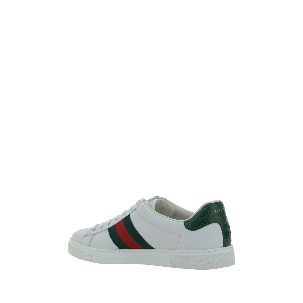 Gucci White Calf Leather Bos Taurus Low Top Sneakers - Image 3