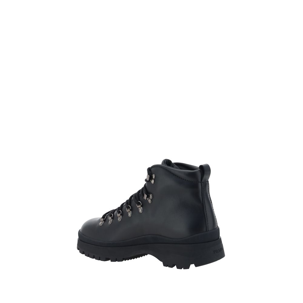 Prada Black Rubber Lace-Up Boots - Image 3