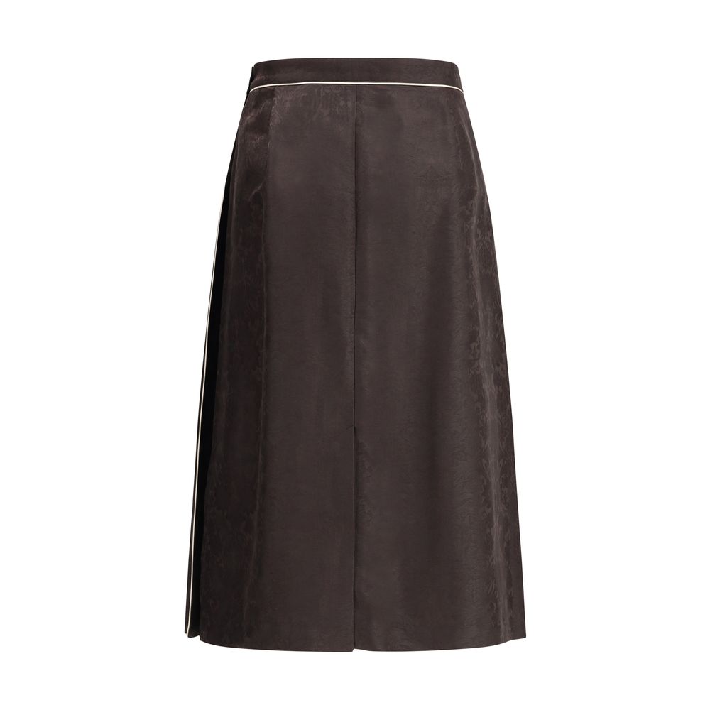 Burberry Brown Silk Midi Skirt - Image 2