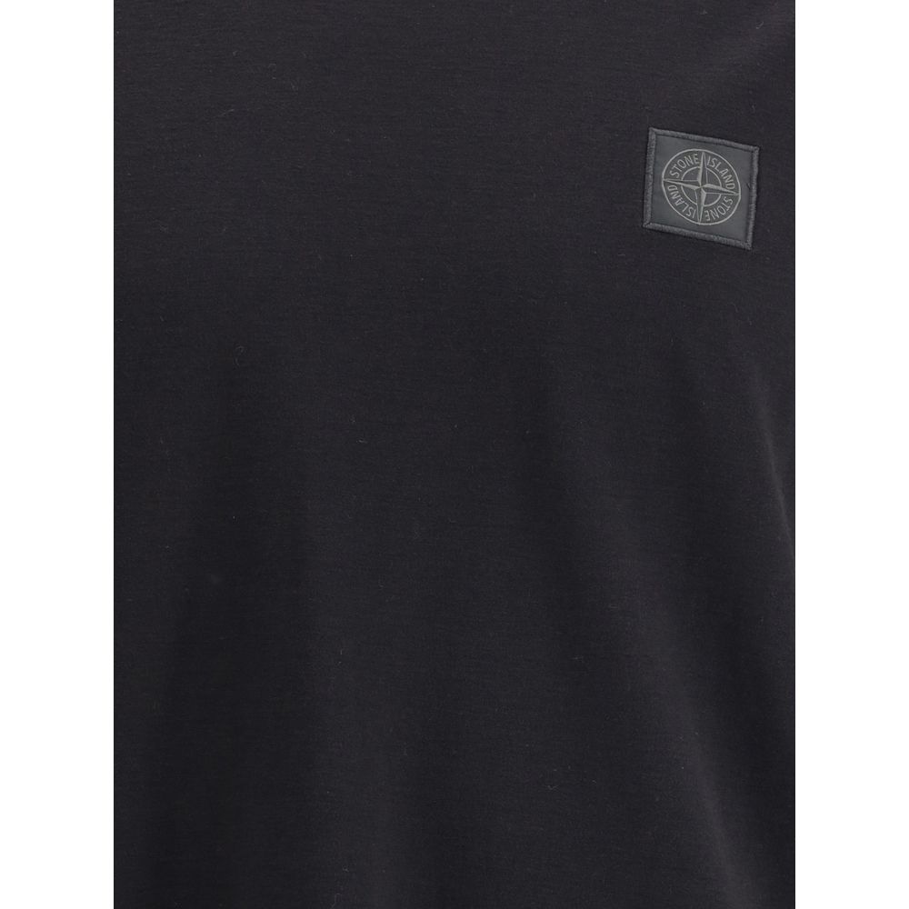 Stone Island Black Cotton T-Shirt - Image 3