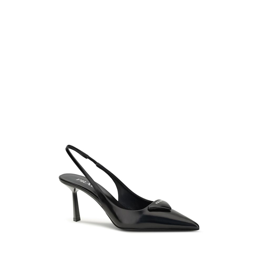 Prada Black Calf Leather Bos Taurus High Heel Pumps - Image 2
