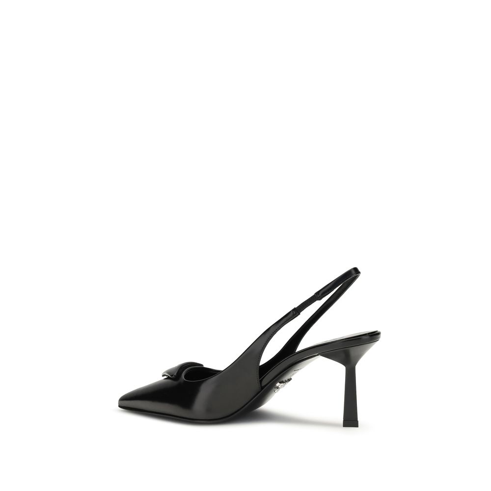 Prada Black Calf Leather Bos Taurus High Heel Pumps - Image 3
