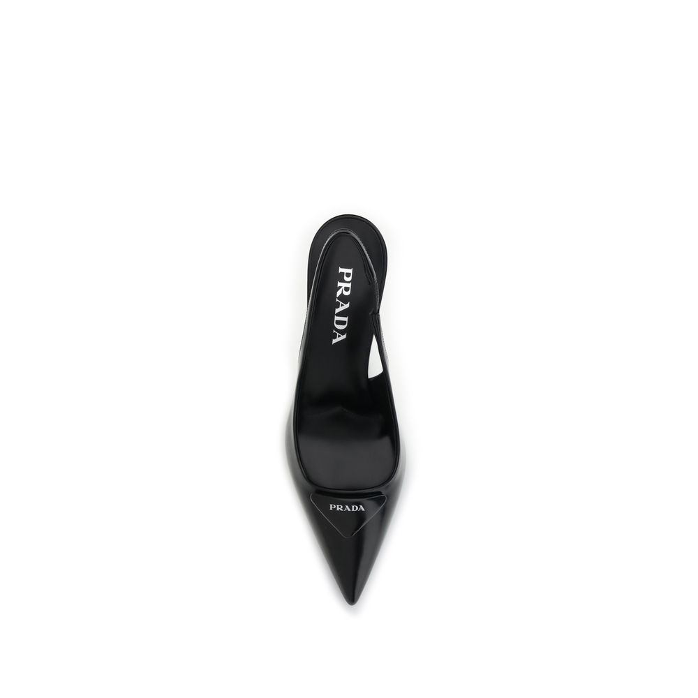 Prada Black Calf Leather Bos Taurus High Heel Pumps - Image 4