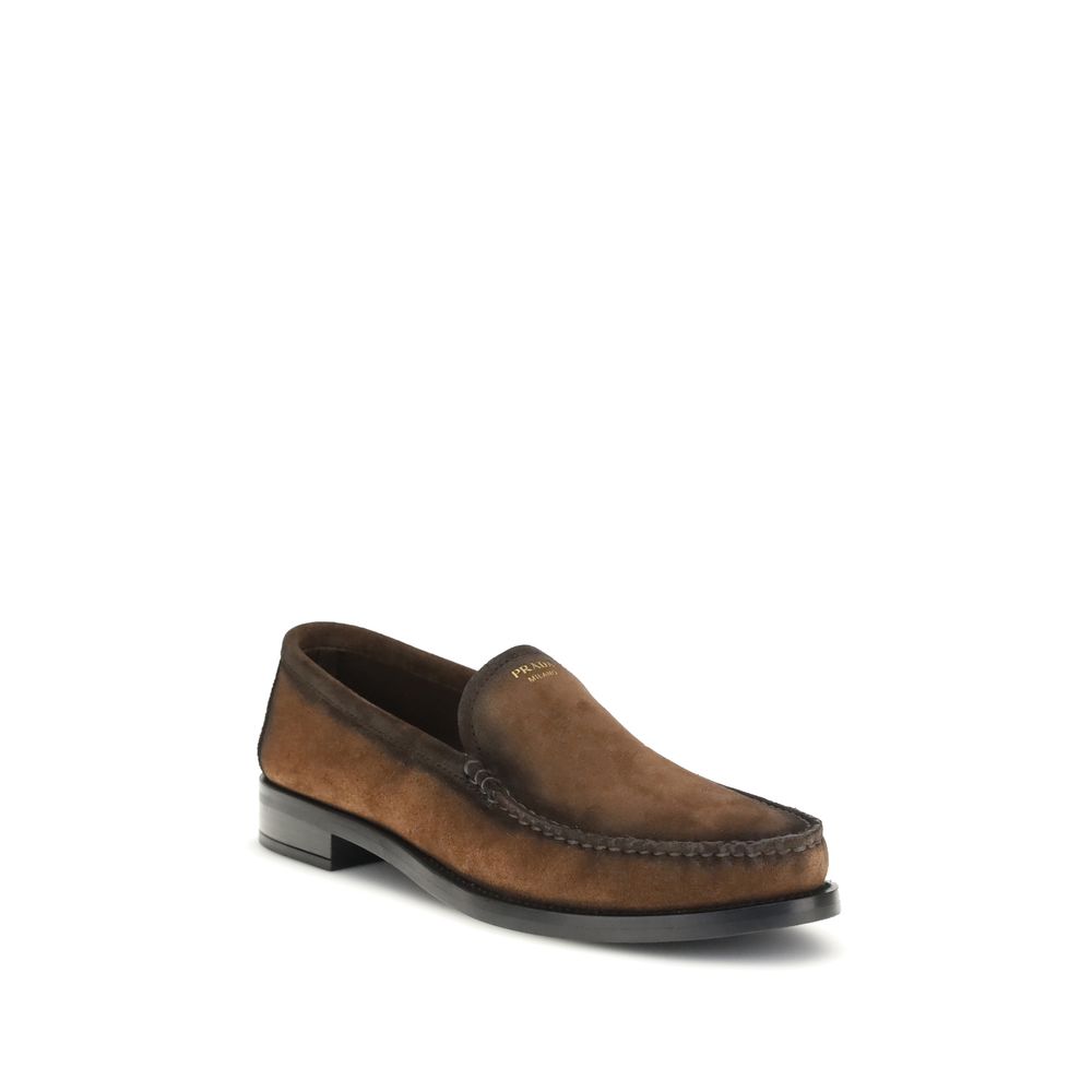 Prada Brown Leather Slip-On Loafers - Image 2