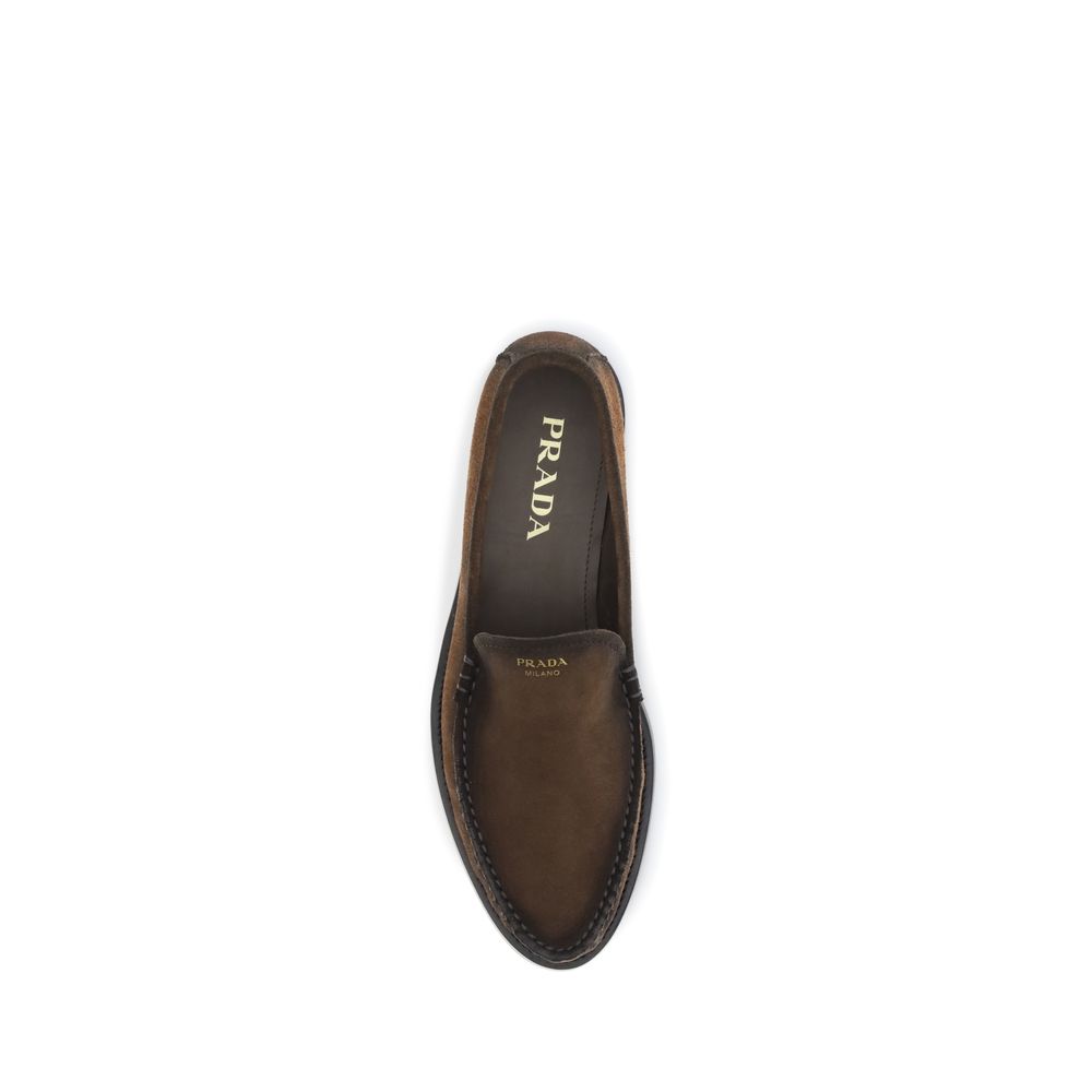 Prada Brown Leather Slip-On Loafers - Image 4