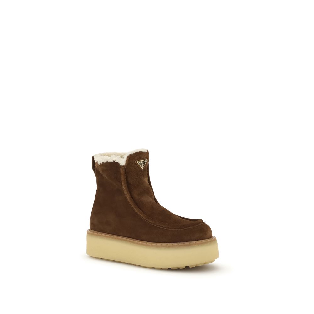 Prada Brown Calf Leather Bos Taurus Ankle Boots - Image 2