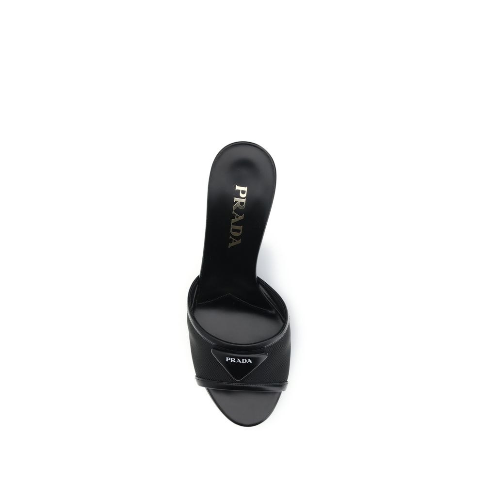 Prada Black Calf Leather Bos Taurus Stiletto Heel Sandals - Image 4