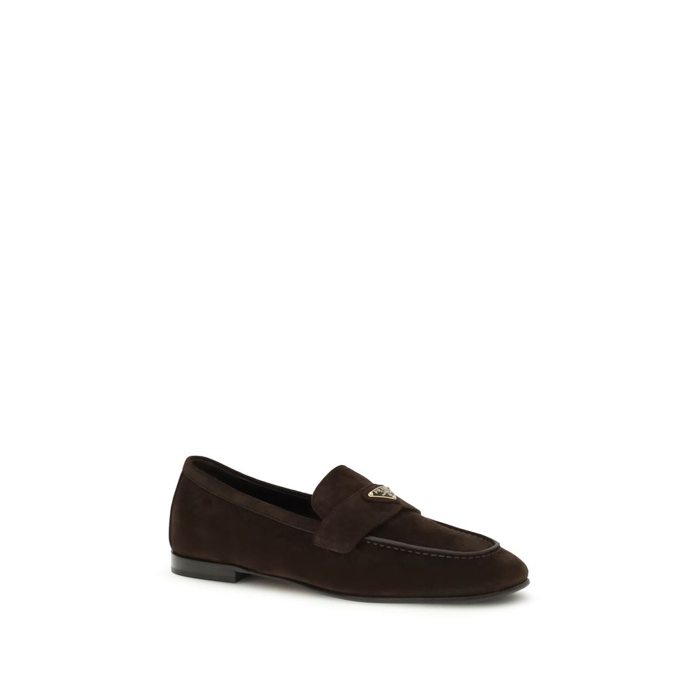 Prada Brown Calf Leather Bos Taurus Slip-On Loafers - Image 2