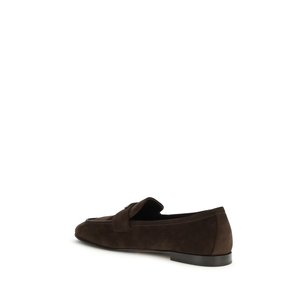 Prada Brown Calf Leather Bos Taurus Slip-On Loafers - Image 3