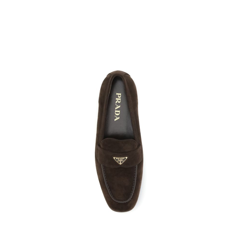 Prada Brown Calf Leather Bos Taurus Slip-On Loafers - Image 4