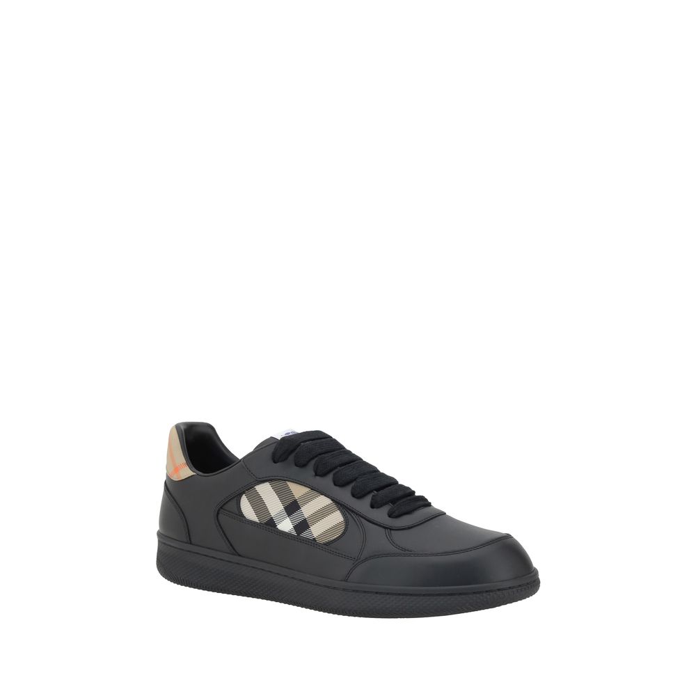 Burberry Black Calf Leather Bos Taurus Low Top Sneakers - Image 2