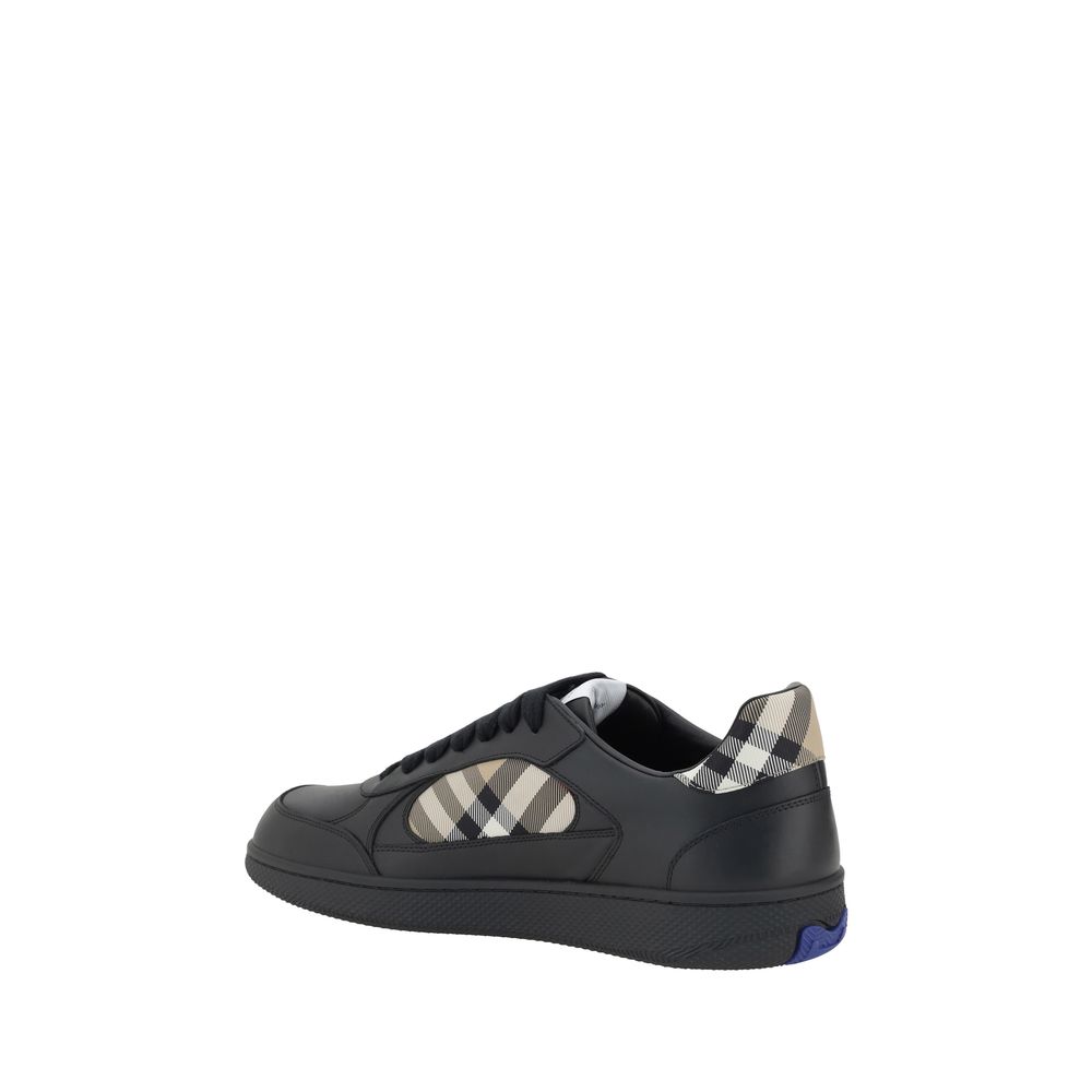Burberry Black Calf Leather Bos Taurus Low Top Sneakers - Image 3