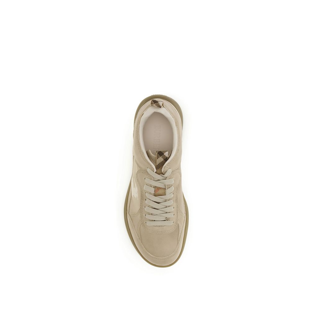 Burberry Beige Calf Leather Bos Taurus Athletic Sneakers - Image 4