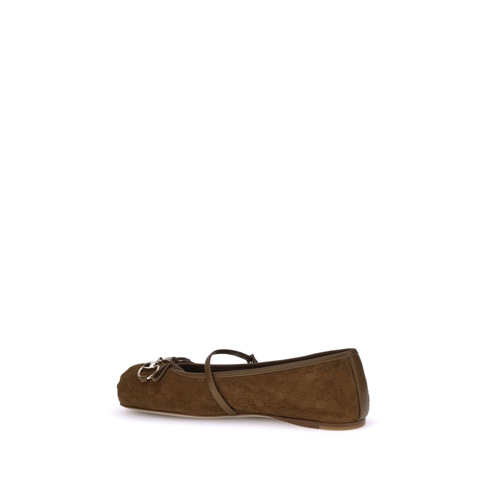 Gucci Brown Goatskin Ballet Flats - Image 3