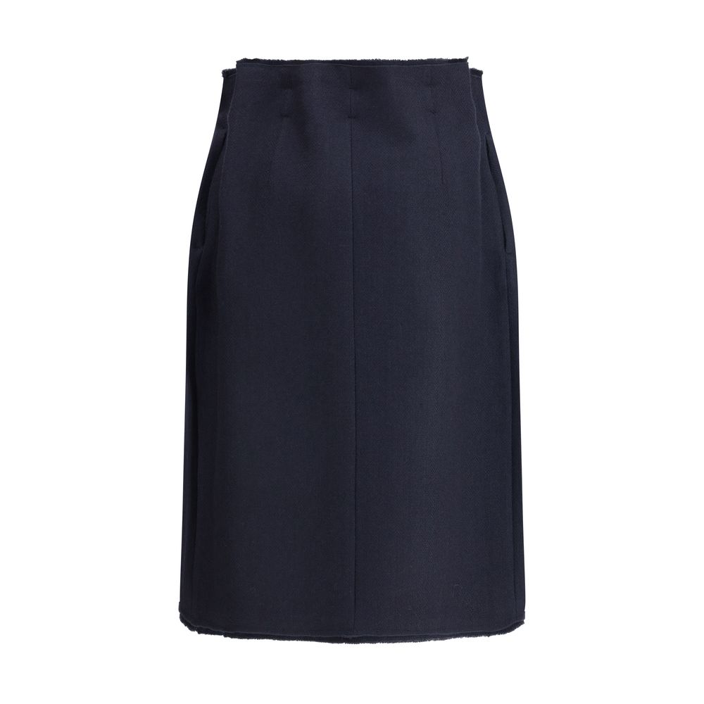 Prada Blue Fleece Wool Midi Skirt - Image 2