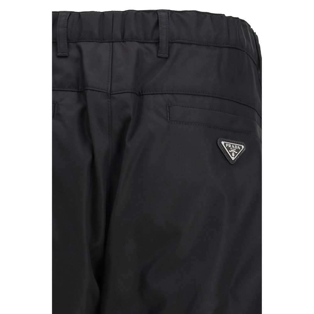 Prada Black Recycled Polyamide Casual Pants - Image 3