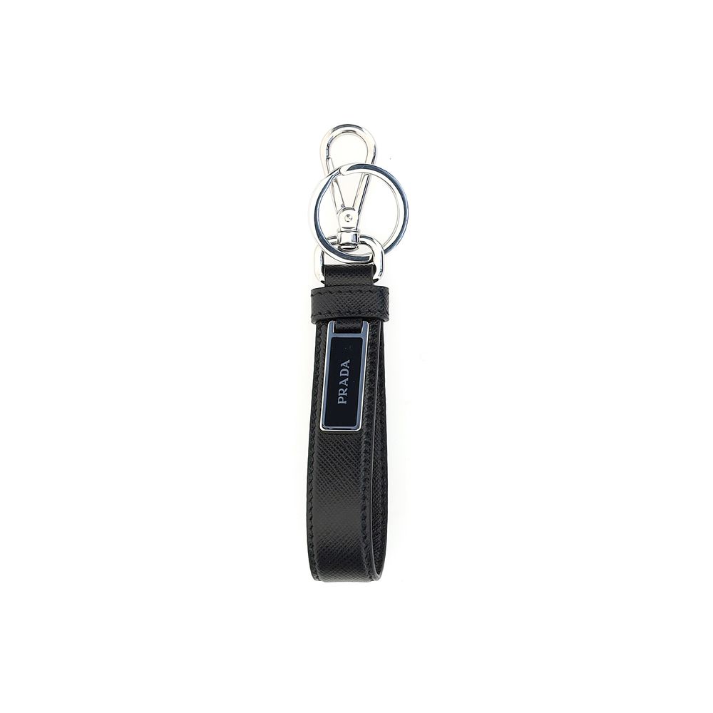 Prada Black Stainless Steel Keychain - Image 2