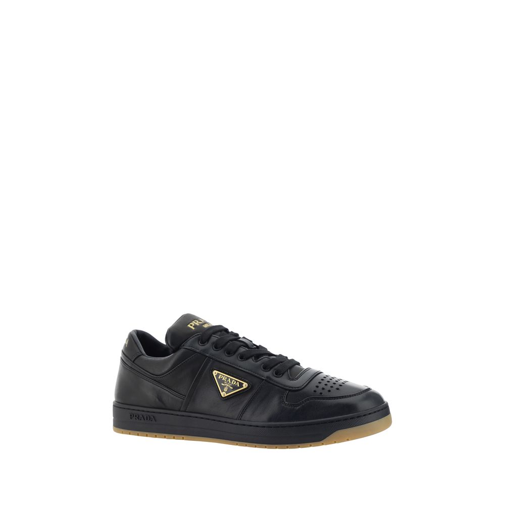 Prada Black Calf Leather Bos Taurus Low Top Sneakers - Image 2