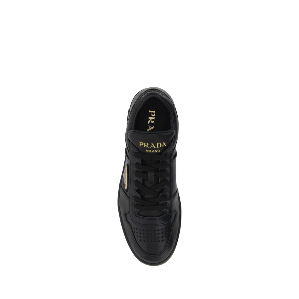 Prada Black Calf Leather Bos Taurus Low Top Sneakers - Image 4