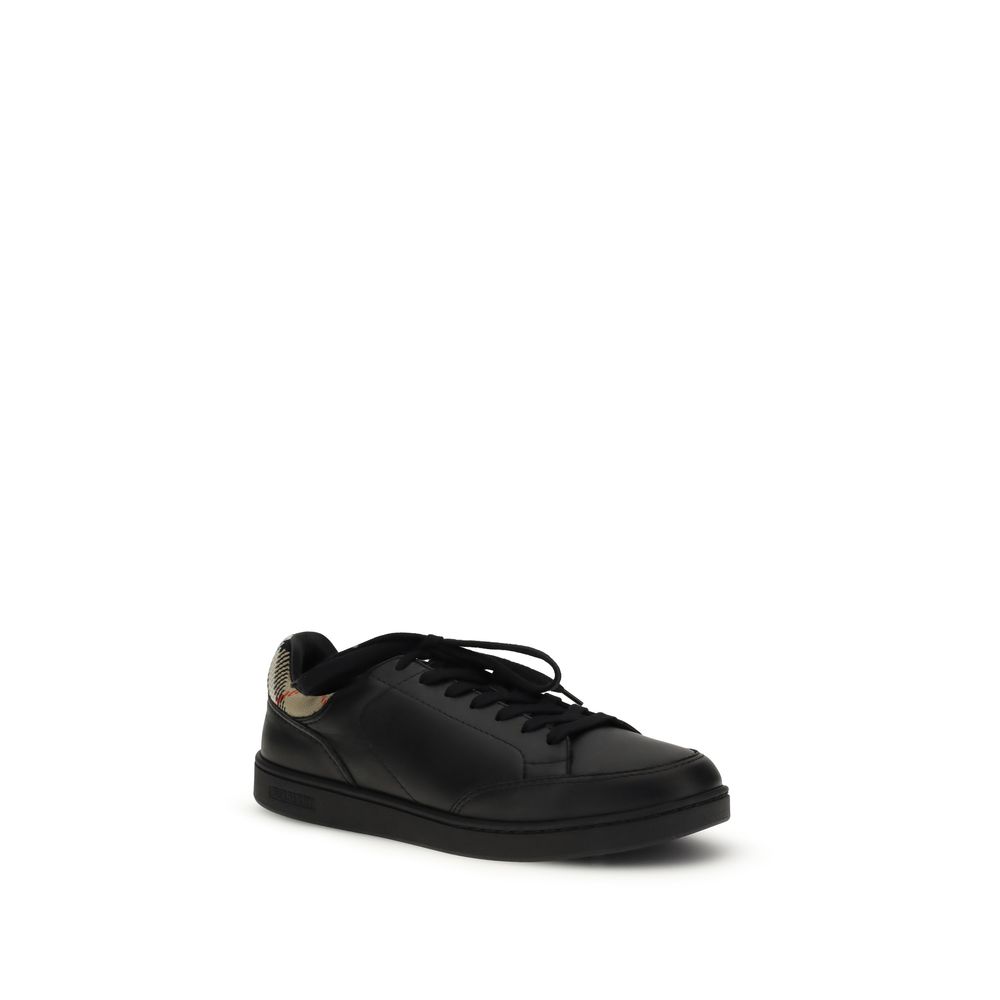 Burberry Black Calf Leather Bos Taurus Low Top Sneakers - Image 2