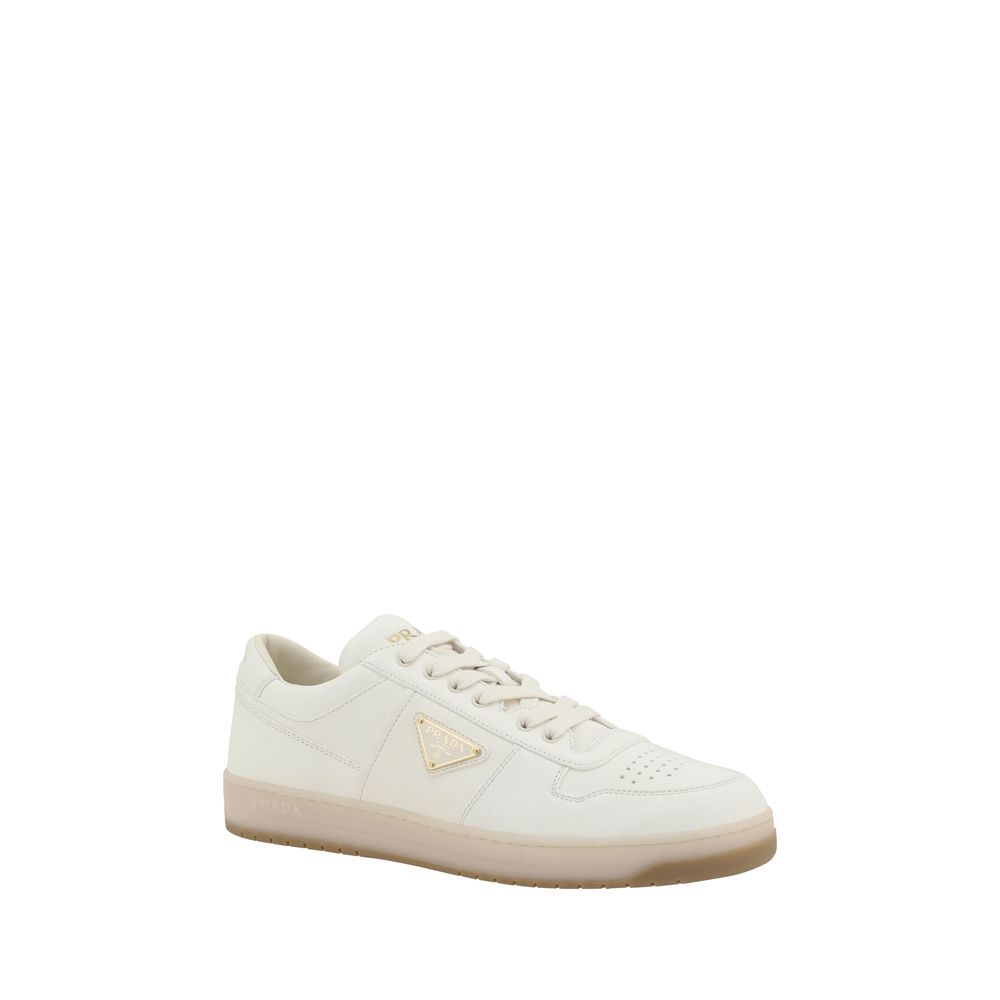 Prada White Calf Leather Bos Taurus Low Top Sneakers - Image 2