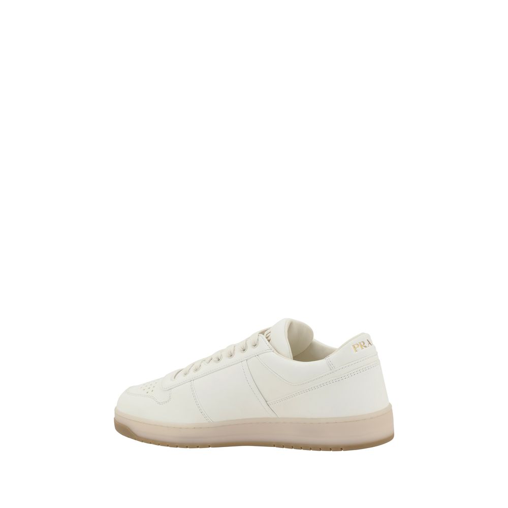 Prada White Calf Leather Bos Taurus Low Top Sneakers - Image 3
