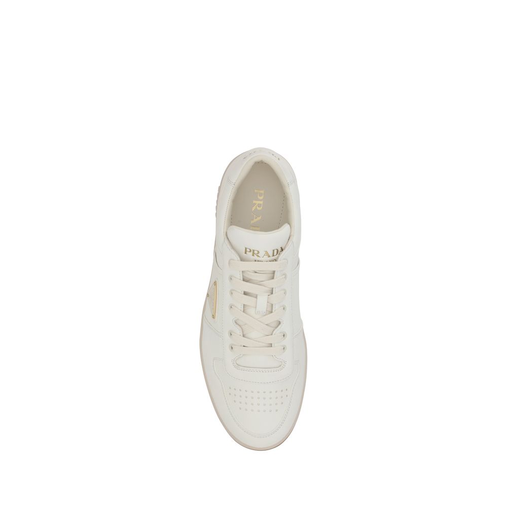 Prada White Calf Leather Bos Taurus Low Top Sneakers - Image 4